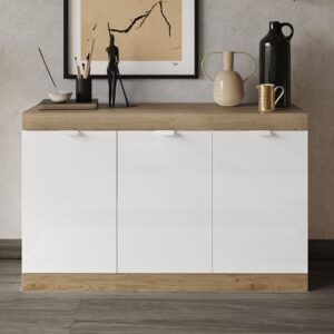 Saya High Gloss Sideboard With 3 Doors In White And Cadiz