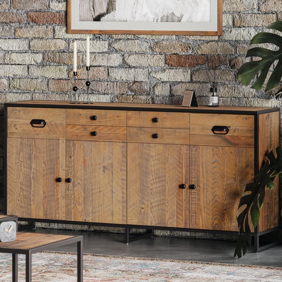 Olbia Wooden Sideboard Large With 4 Doors 6 Drawers In Oak