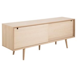Canton Wooden Sideboard 2 Sliding Doors 5 Drawers In White Oak