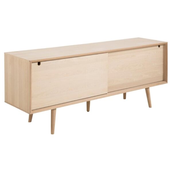Canton Wooden Sideboard 2 Sliding Doors 5 Drawers In White Oak
