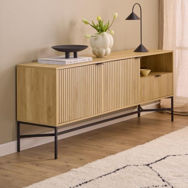 Japar Wooden Sideboard With 2 Doors 1 Drawer In Oak And Black
