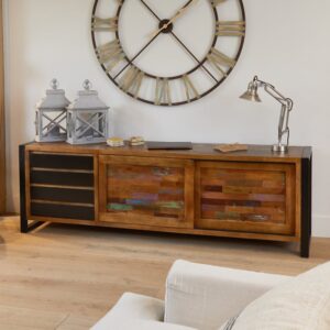 Utica Wide Wooden Sideboard With 2 Doors 4 Drawers In Satin Lacquer