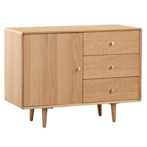 Javion Wooden Sideboard With 1 Door 3 Drawers In Natural Oak