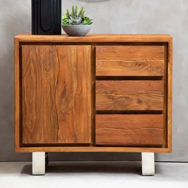 Spooner Wooden Sideboard With 1 Door 3 Drawers In Brown