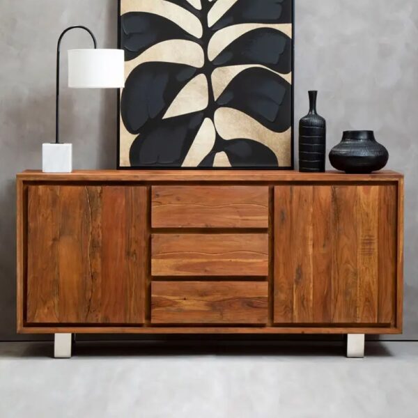 Spooner Wooden Sideboard With 2 Doors 3 Drawers In Brown