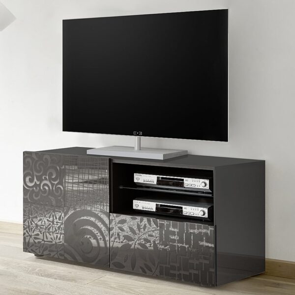 Ardent High Gloss TV Stand With 1 Door 1 Drawer In Grey