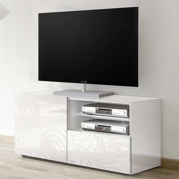 Ardent High Gloss TV Stand With 1 Door 1 Drawer In White