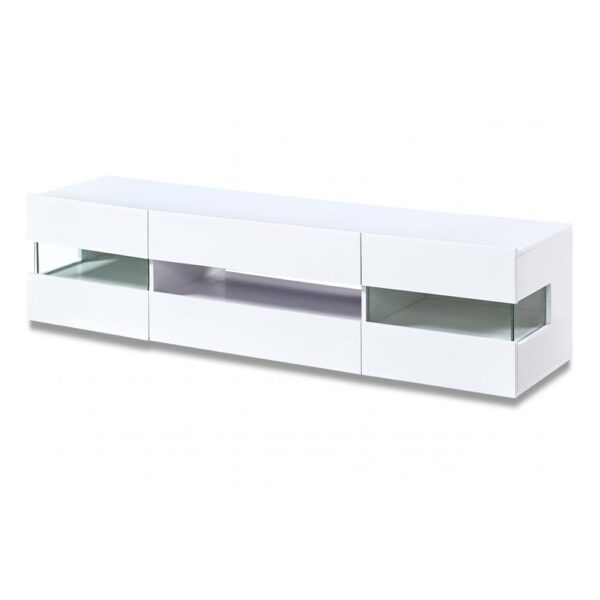 Carrboro High Gloss TV Stand In White With LED