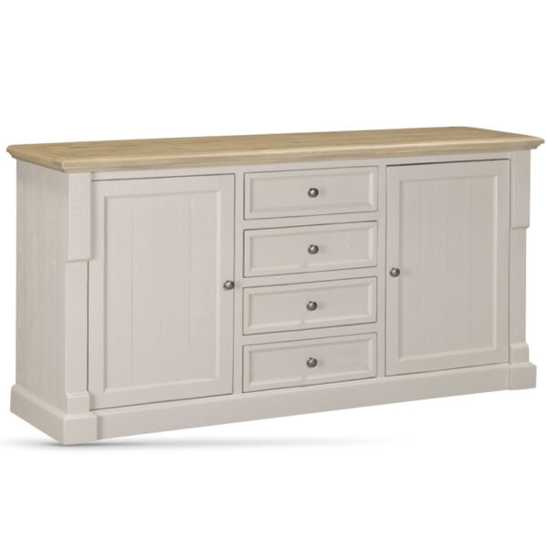 Chilton Wooden Sideboard With 2 Doors 4 Drawers - Grey And Natural