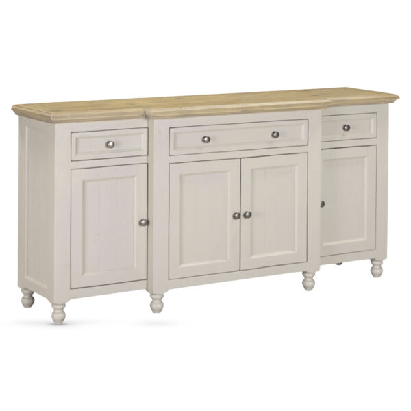 Chilton Wooden Sideboard With 4 Doors 3 Drawers - Grey And Natural