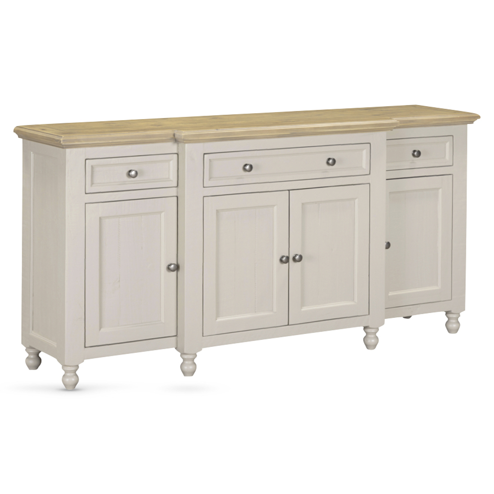 Chilton Wooden Sideboard With 4 Doors 3 Drawers - Grey And Natural