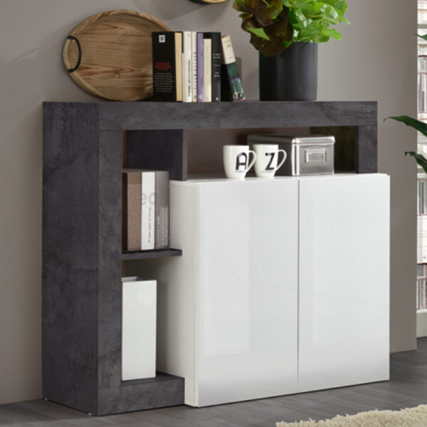 Hanmer White High Gloss Sideboard With 2 Doors In Oxide