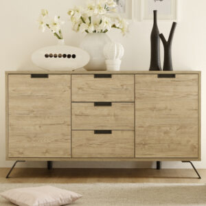 Heyford Wooden Sideboard 2 Doors 3 Drawers In Sherwood Oak