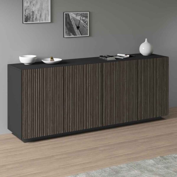 Charleston Wooden Sideboard With 4 Doors In Anthracite And Dark Oak