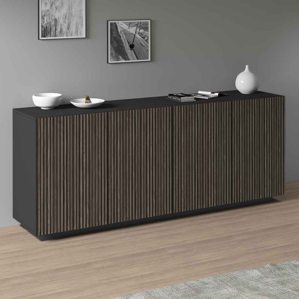Charleston Wooden Sideboard With 4 Doors In Anthracite And Dark Oak