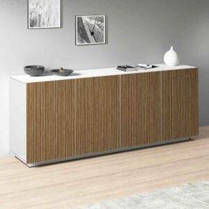 Charleston Wooden Sideboard With 4 Doors In White And Light Oak