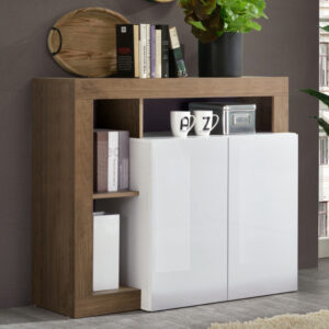Hanmer White High Gloss Sideboard With 2 Doors In Mercure