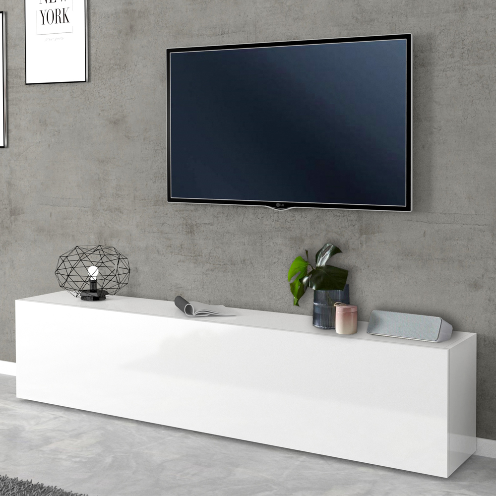 Mcrae High Gloss TV Stand With 1 Door In White