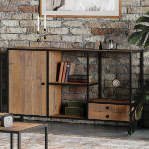 Olbia Wooden Sideboard With 1 Door 2 Drawers In Oak