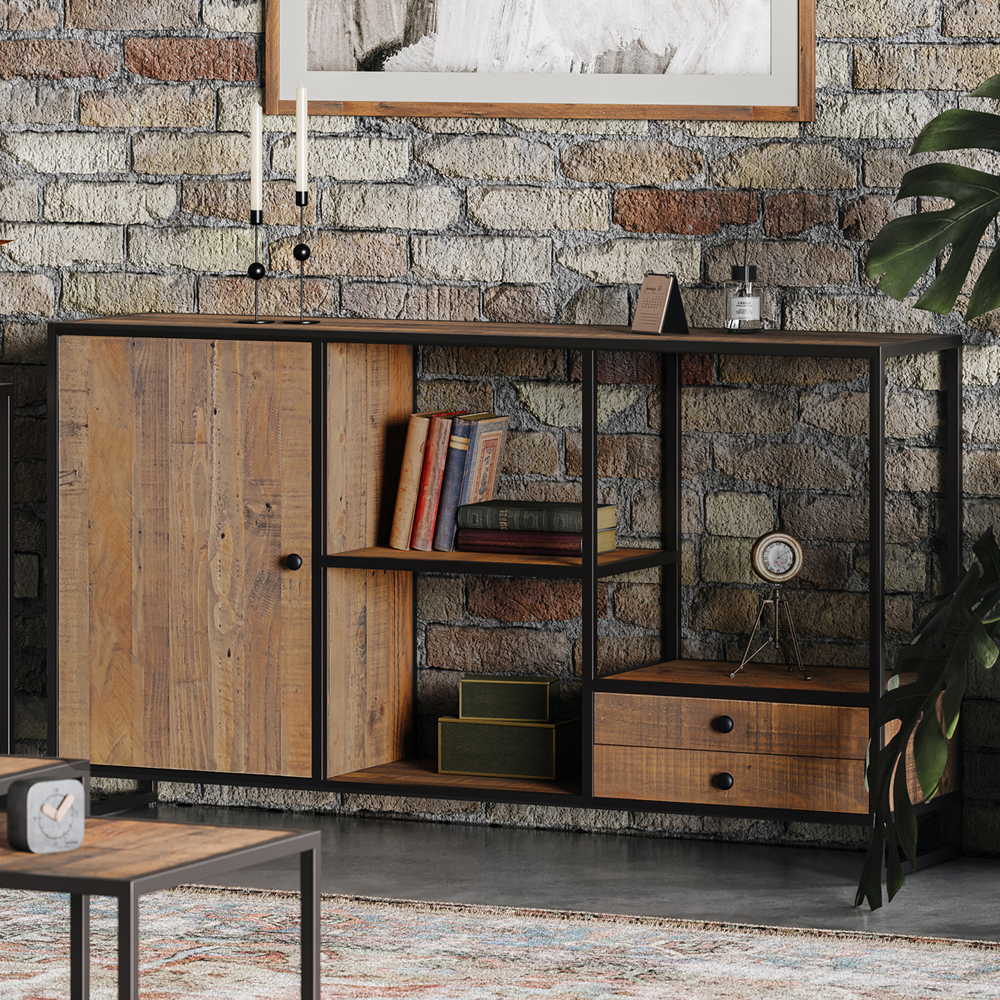 Olbia Wooden Sideboard With 1 Door 2 Drawers In Oak