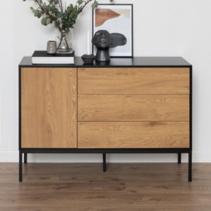 Salvo Wooden Sideboard With 1 Door 3 Drawers In Matt Wild Oak